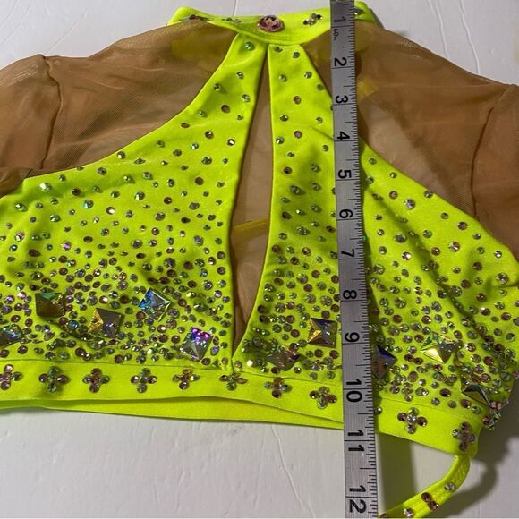 Patrick J designs solo custom dance costume neon yellow  leotard 2 piece SA - Picture 4 of 11
